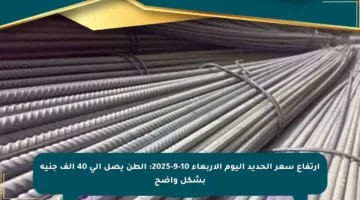 ارتفاع سعر الحديد اليوم الأربعاء 10-9-2025: الطن يصل إلى 40 ألف جنيه بشكل واضح